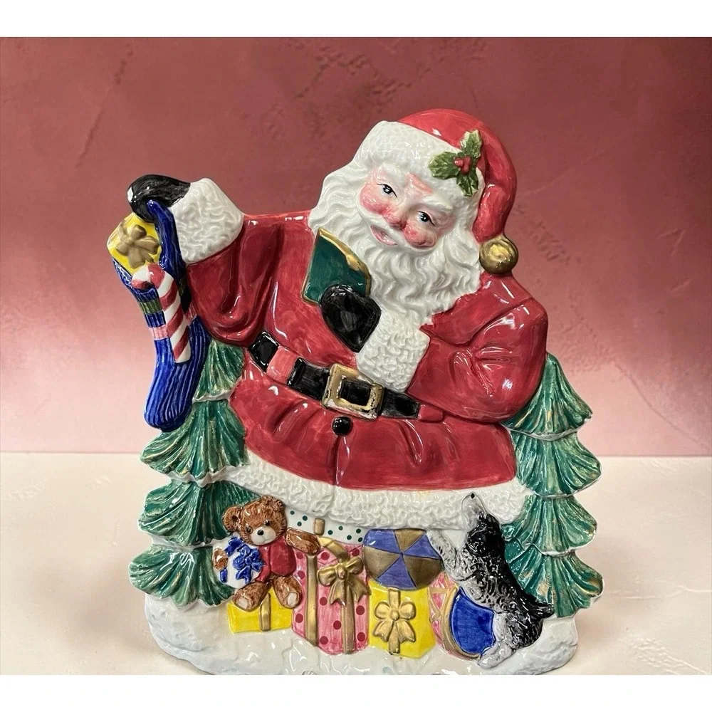 Fitz & Floyd Omnibus 1996 Santa Claus Canape Snack Desert Cookie Plate Bowl Xmas
